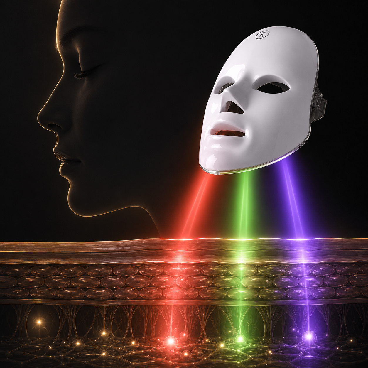Mascarilla LED Facial 7 en 1  Terapia de Fotones